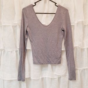Classic Gray Express Long Sleeve Crop Top